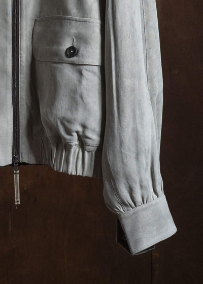 ZIGGY CHEN CROPPED AVIATOR JACKET PEARL GRAY 0M2620910