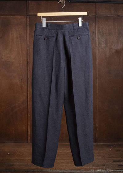 Gorsch #141ST-TR02 Linen Side Tack Trousers Navy Brown