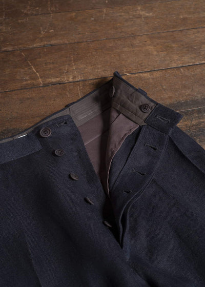 Gorsch #141ST-TR02 Linen Side Tack Trousers Navy Brown