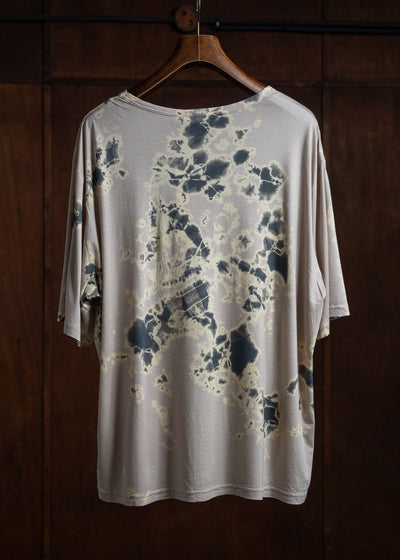 SUZUSAN Micro Modal Short Sleeve T-Shirt(Madara Shibori) Gray x Grege