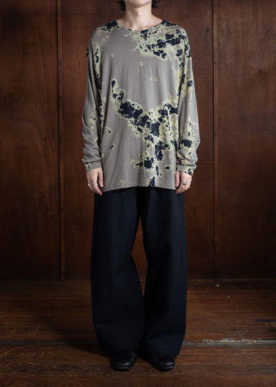 SUZUSAN Cotton Wool Jersey Long Sleeve T-Shirt Black Xgrey 2071CW-010-1012