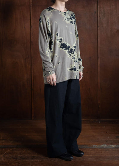 SUZUSAN Cotton Wool Jersey Long Sleeve T-Shirt Black Xgrey 2071CW-010-1012