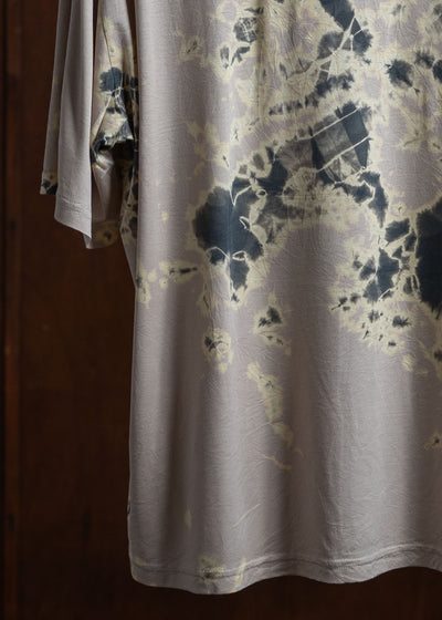 SUZUSAN Micro Modal Short Sleeve T-Shirt(Madara Shibori) Gray x Grege
