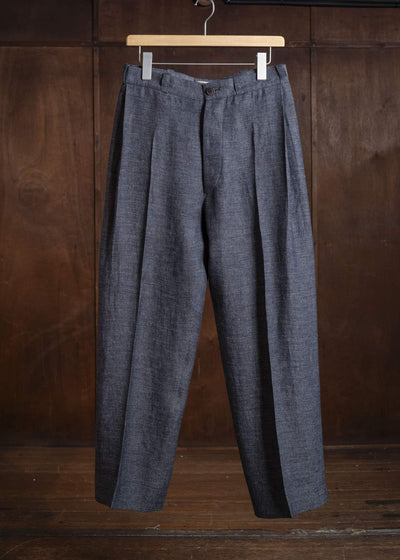 Gorsch #141ST-TR02 Linen Side Tack Trousers Navy Grey