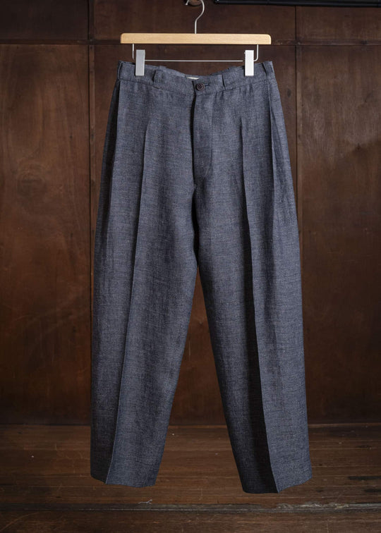 Gorsch #141ST-TR02 Linen Side Tack Trousers Navy Grey