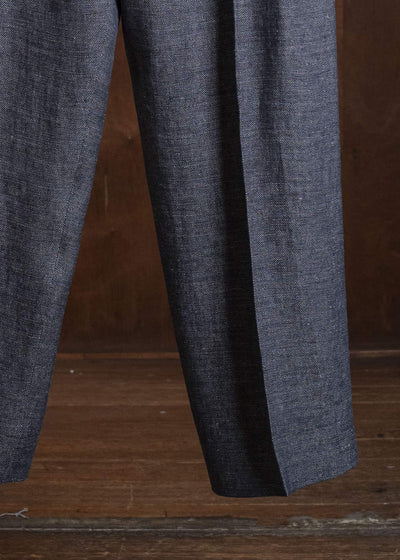 Gorsch #141ST-TR02 Linen Side Tack Trousers Navy Grey