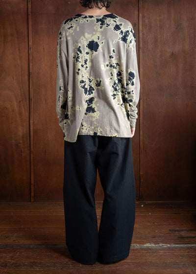 SUZUSAN Cotton Wool Jersey Long Sleeve T-Shirt Black Xgrey 2071CW-010-1012