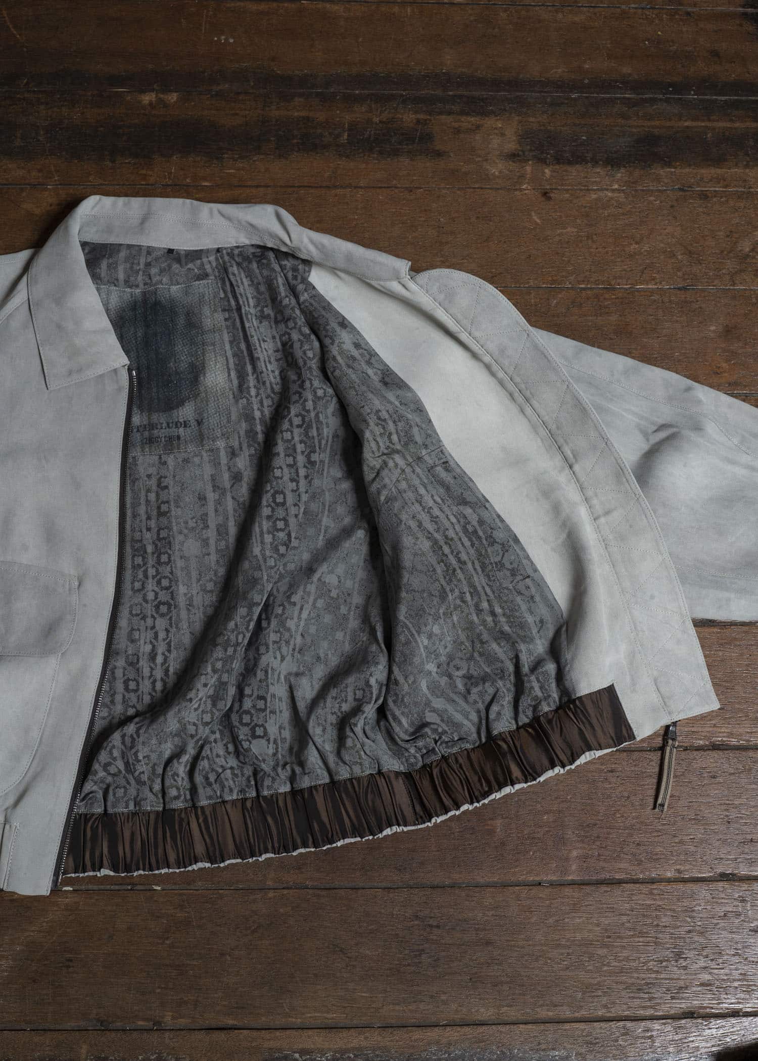 ZIGGY CHEN CROPPED AVIATOR JACKET PEARL GRAY 0M2620910