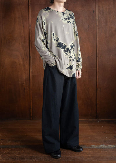 SUZUSAN Cotton Wool Jersey Long Sleeve T-Shirt Black Xgrey 2071CW-010-1012