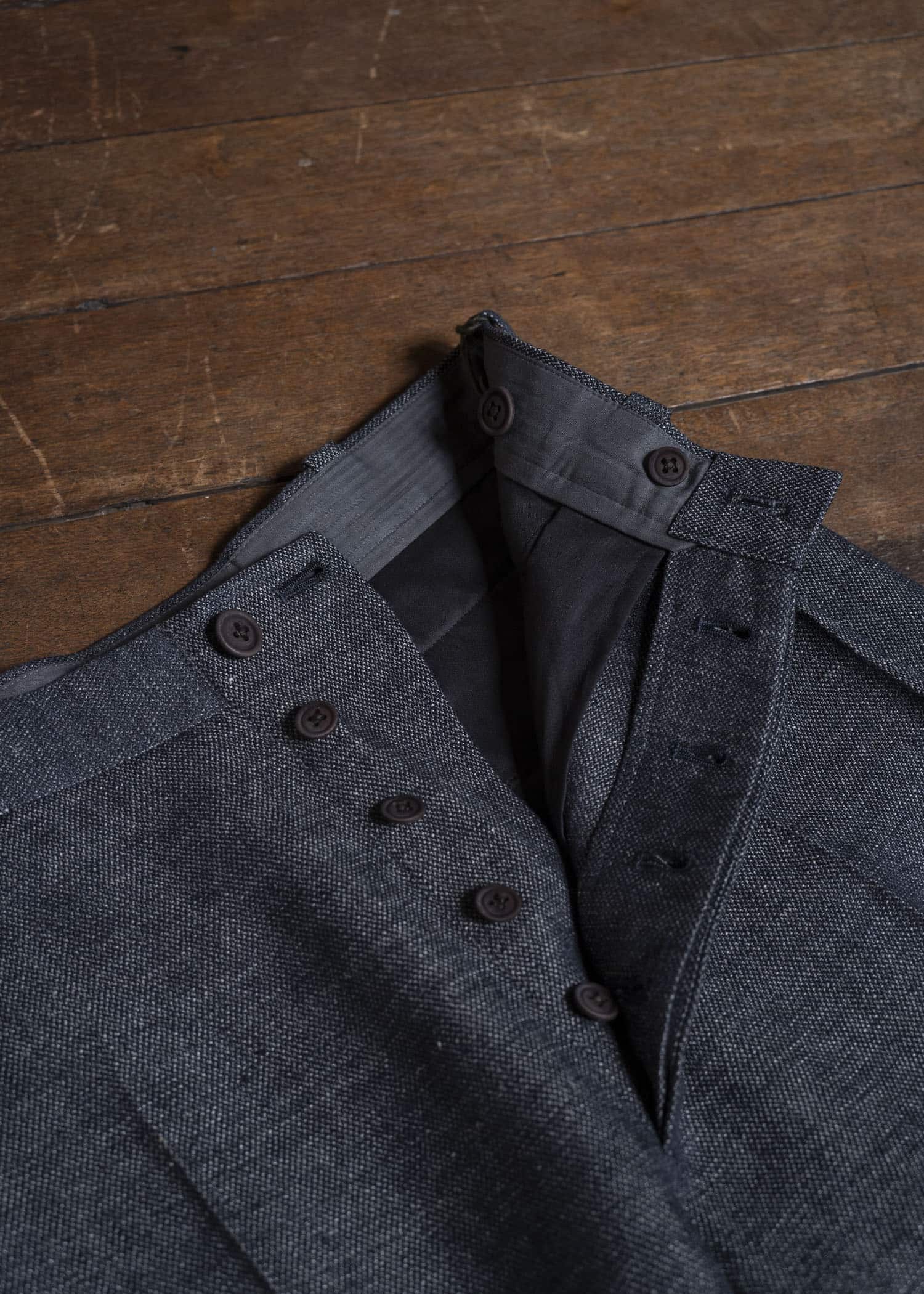 Gorsch #141ST-TR02 Linen Side Tack Trousers Navy Grey