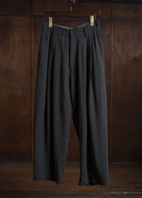 ZIGGY CHEN DROP-CROTCHED PLEATED TROUSERS CHARLESTON GREEN 0M2620507