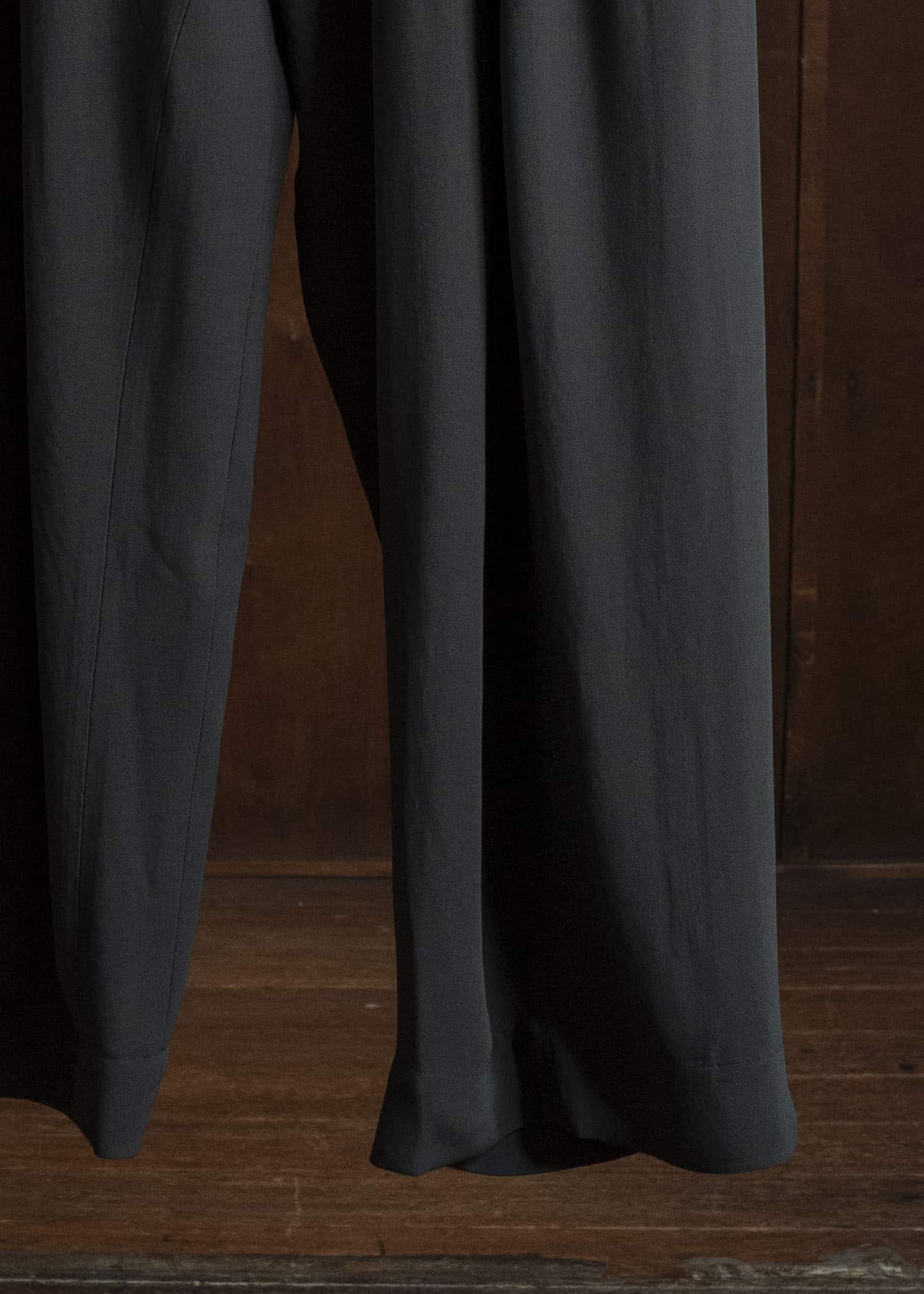ZIGGY CHEN DROP-CROTCHED PLEATED TROUSERS CHARLESTON GREEN 0M2620507