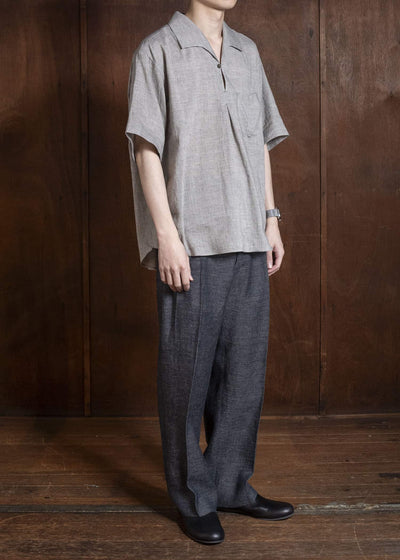 Gorsch #141ST-TR02 Linen Side Tack Trousers Navy Grey