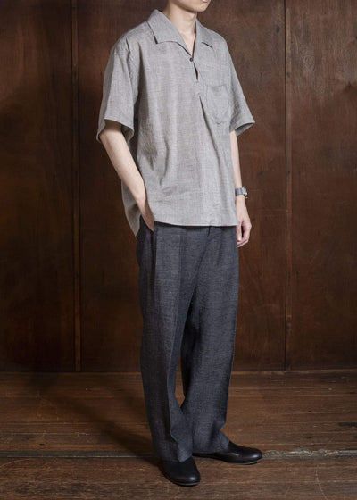 Gorsch #141ST-SSSH03-LCY Yak Mixed L/C Pullover Capri Short Sleeve Shirt Light Grey