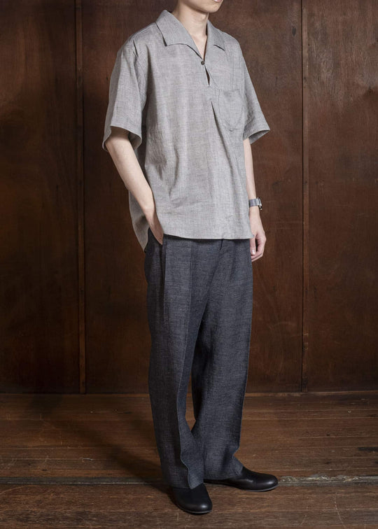 Gorsch #141ST-TR02 Linen Side Tack Trousers Navy Grey