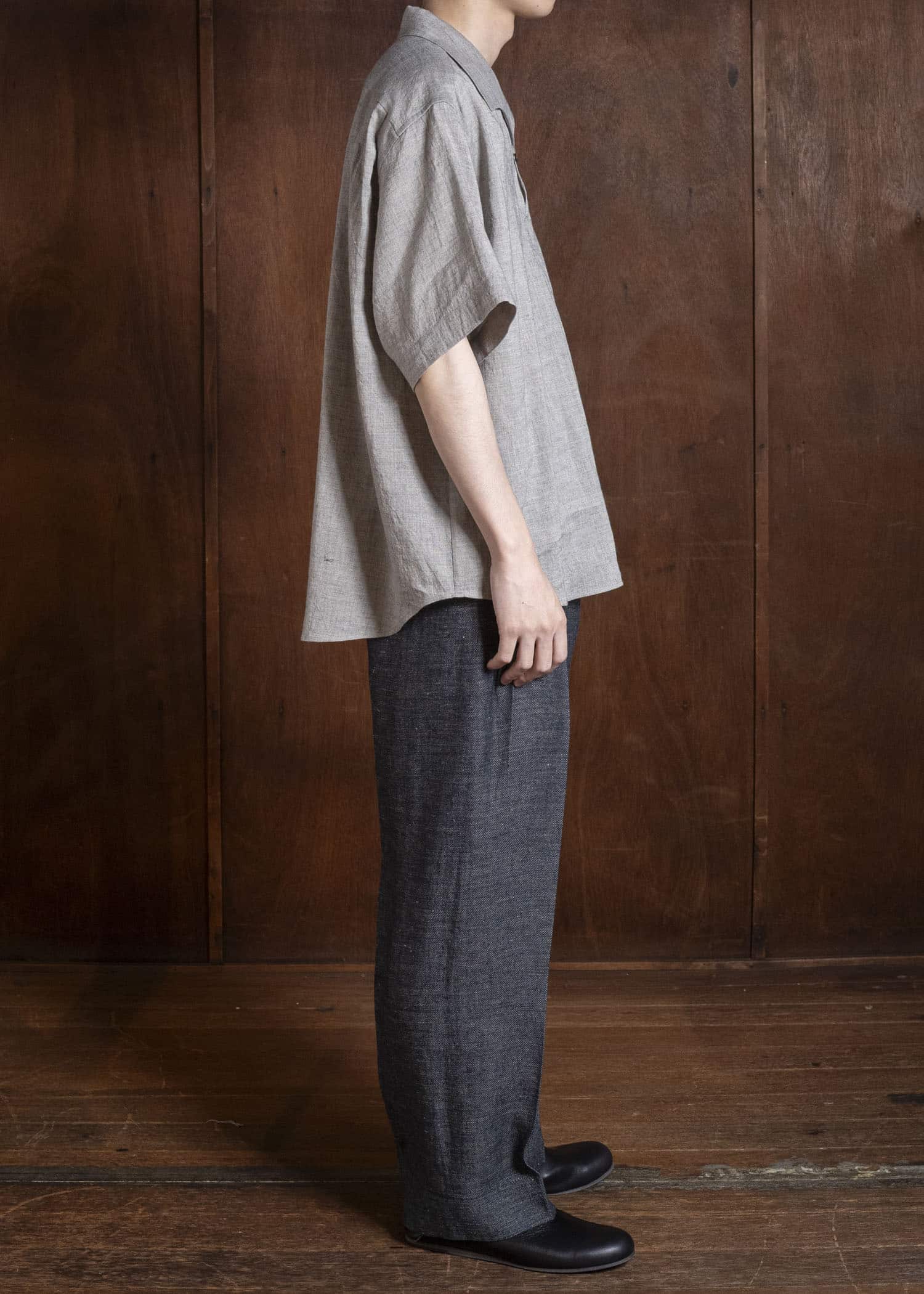 Gorsch #141ST-TR02 Linen Side Tack Trousers Navy Grey