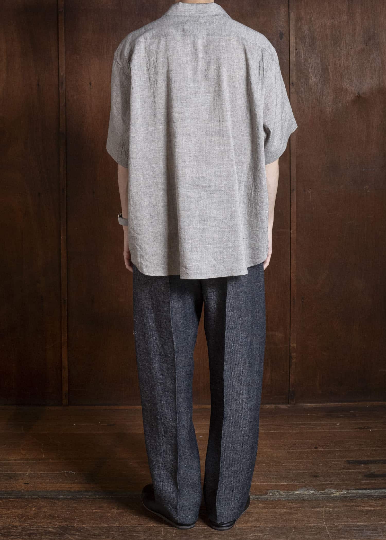 Gorsch #141ST-SSSH03-LCY Yak Mixed L/C Pullover Capri Short Sleeve Shirt Light Grey