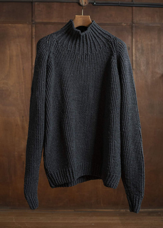 JAN-JAN VAN ESSCHE KNIT #68 HAND KNIT TURTLE NECK SWEATER Lain Black