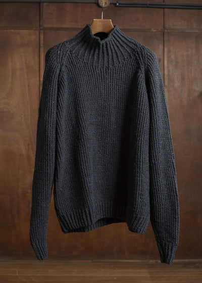 JAN-JAN VAN ESSCHE KNIT #68 HAND KNIT TURTLE NECK SWEATER Lain Black