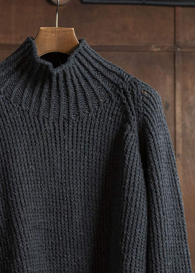 JAN-JAN VAN ESSCHE KNIT #68 HAND KNIT TURTLE NECK SWEATER Lain Black