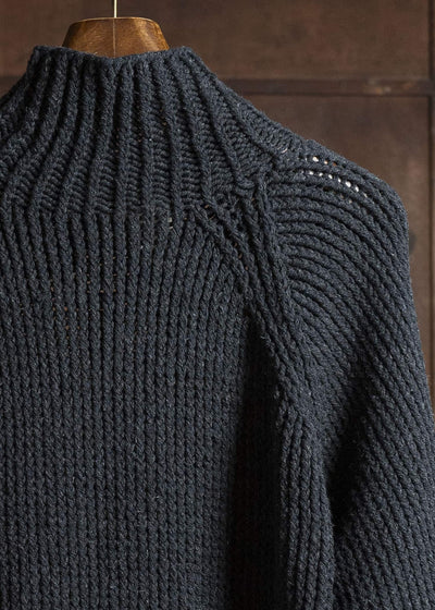 JAN-JAN VAN ESSCHE KNIT #68 HAND KNIT TURTLE NECK SWEATER Lain Black