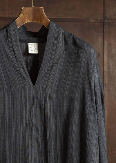 JAN-JAN VAN ESSCHE TUNIC#42 KIMONO COLLAR LOOSE FIT TUNIC Light Shiring Multi Striped