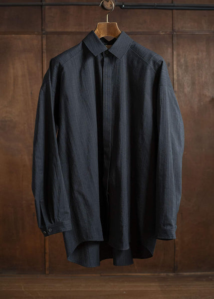 JAN-JAN VAN ESSCHE SHIRT#106 REGULAR FIT LONG SLEEVE SHIRT Medium Seersucker Dark Stripe