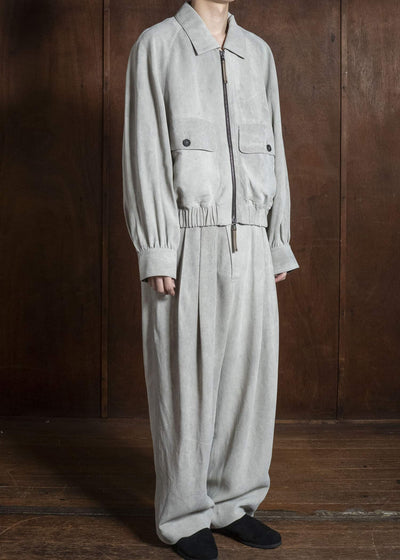 ZIGGY CHEN CROPPED AVIATOR JACKET PEARL GRAY 0M2620910