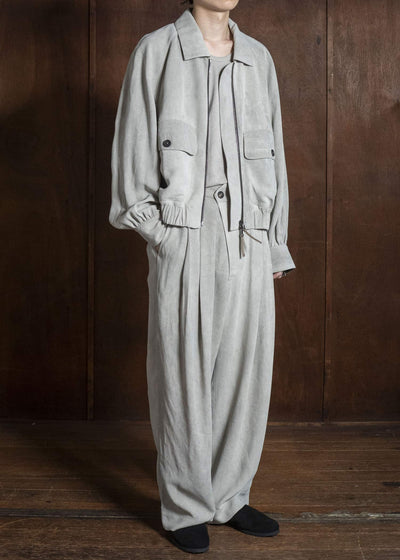 ZIGGY CHEN CROPPED AVIATOR JACKET PEARL GRAY 0M2620910
