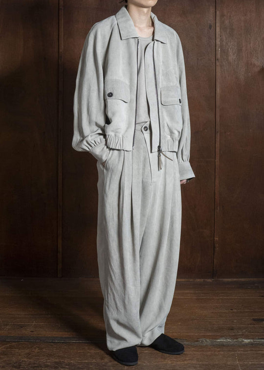 ZIGGY CHEN CROPPED AVIATOR JACKET PEARL GRAY 0M2620910
