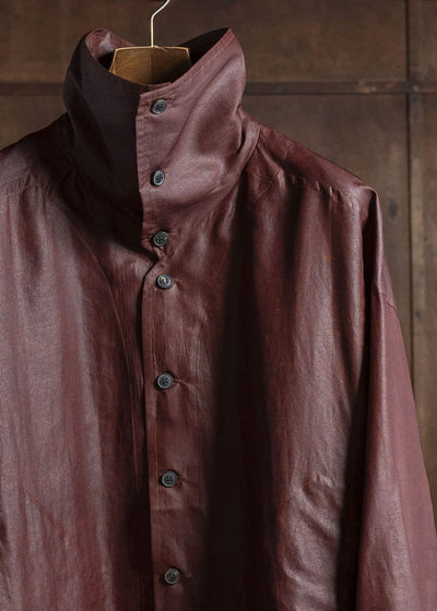 JAN-JAN VAN ESSCHE SHIRT#110 SHIRT JACKET WITH HIGH Shuliang Silk Oxblood