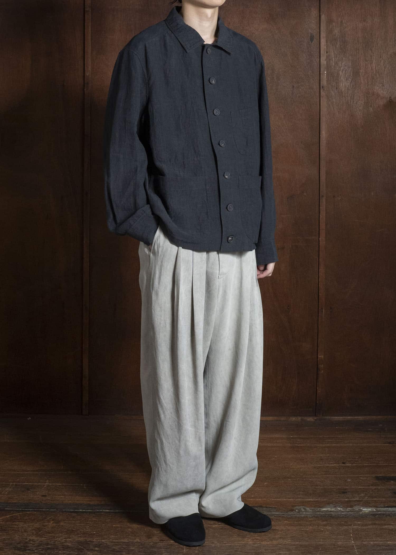 ZIGGY CHEN SPREAD COLLAR CHORE JACKET DARK INDIGO 0M2620906