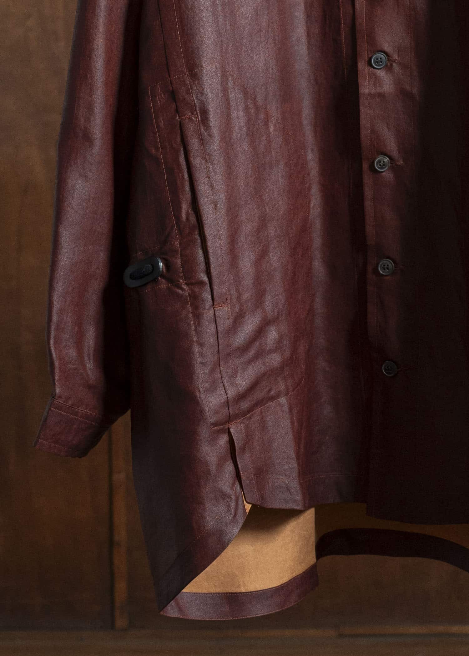 JAN-JAN VAN ESSCHE SHIRT#110 SHIRT JACKET WITH HIGH Shuliang Silk Oxblood