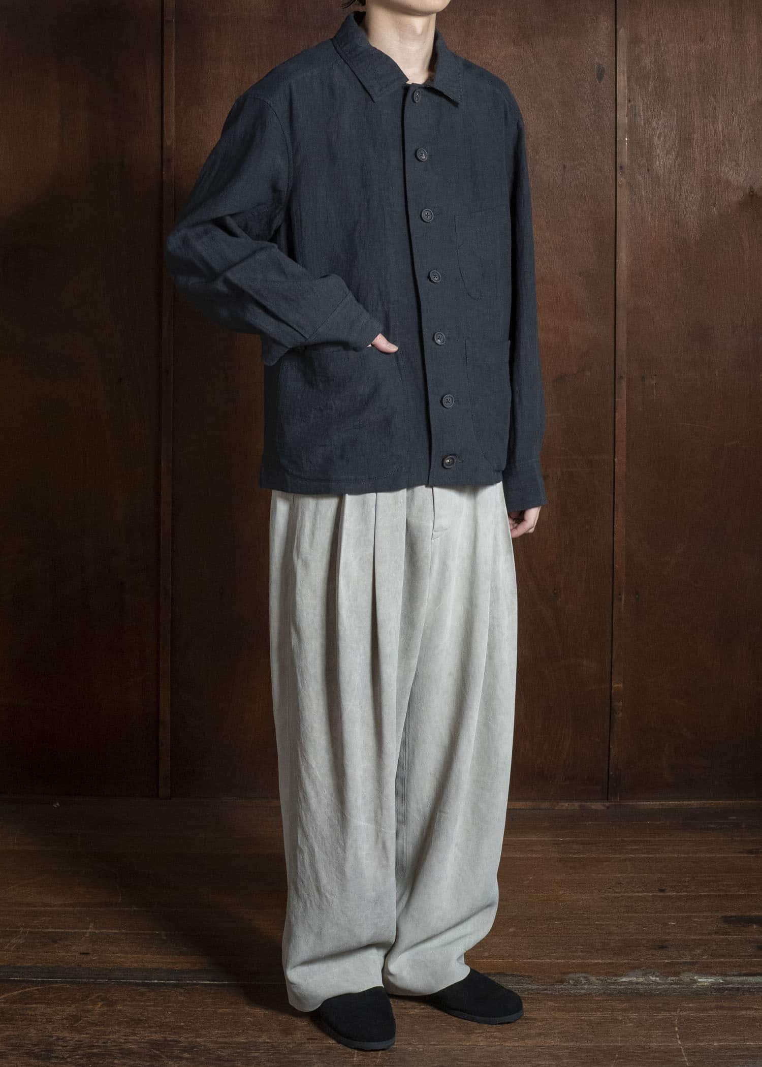 ZIGGY CHEN SPREAD COLLAR CHORE JACKET DARK INDIGO 0M2620906