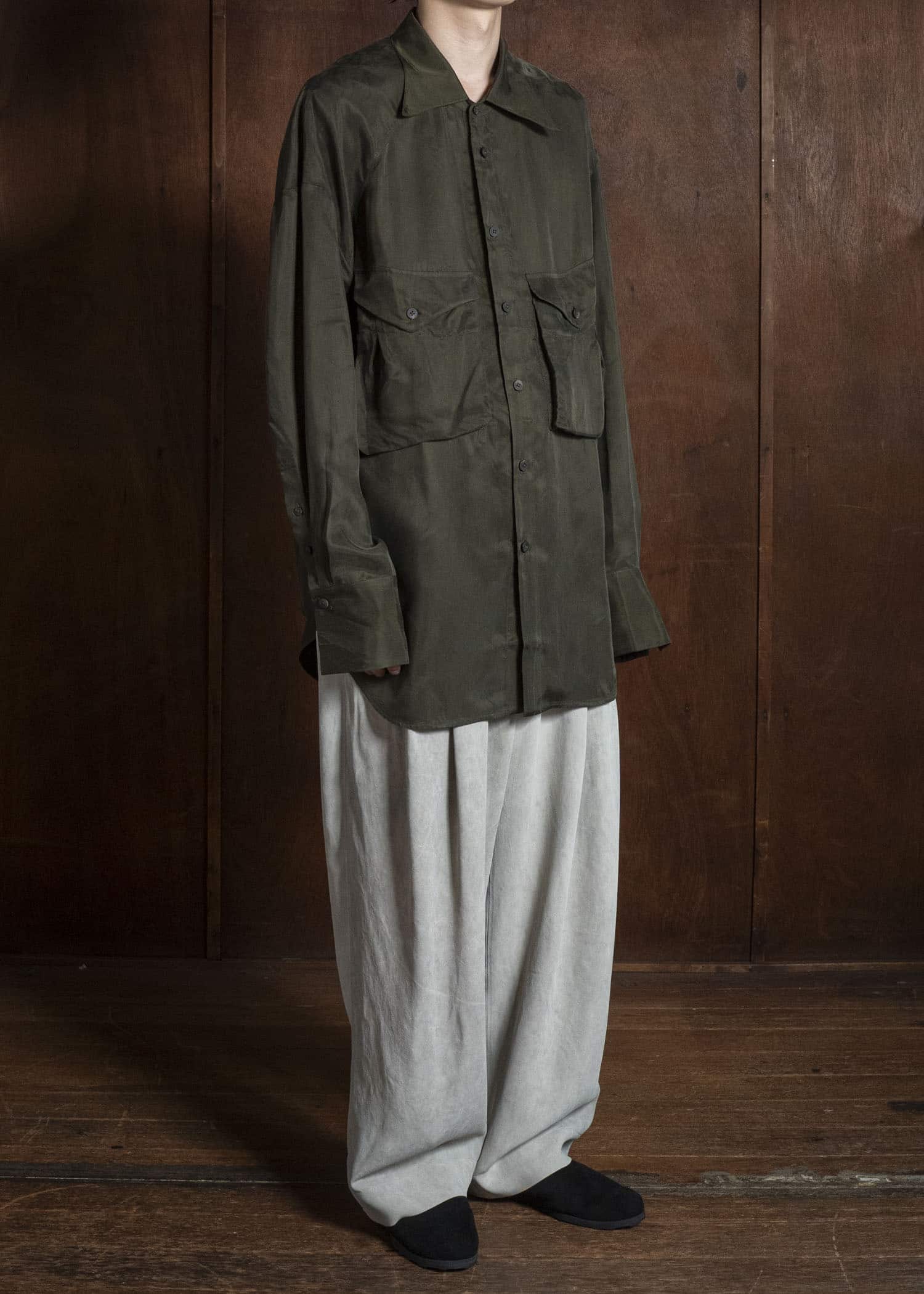 ZIGGY CHEN LARGE POCKET SHIRT KOMBU GREEN 0M2620701