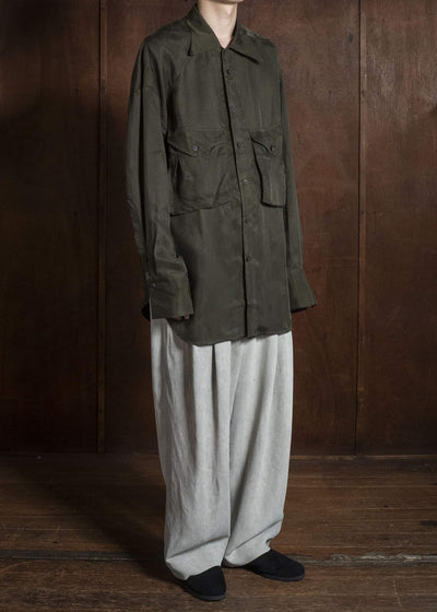 ZIGGY CHEN LARGE POCKET SHIRT KOMBU GREEN 0M2620701