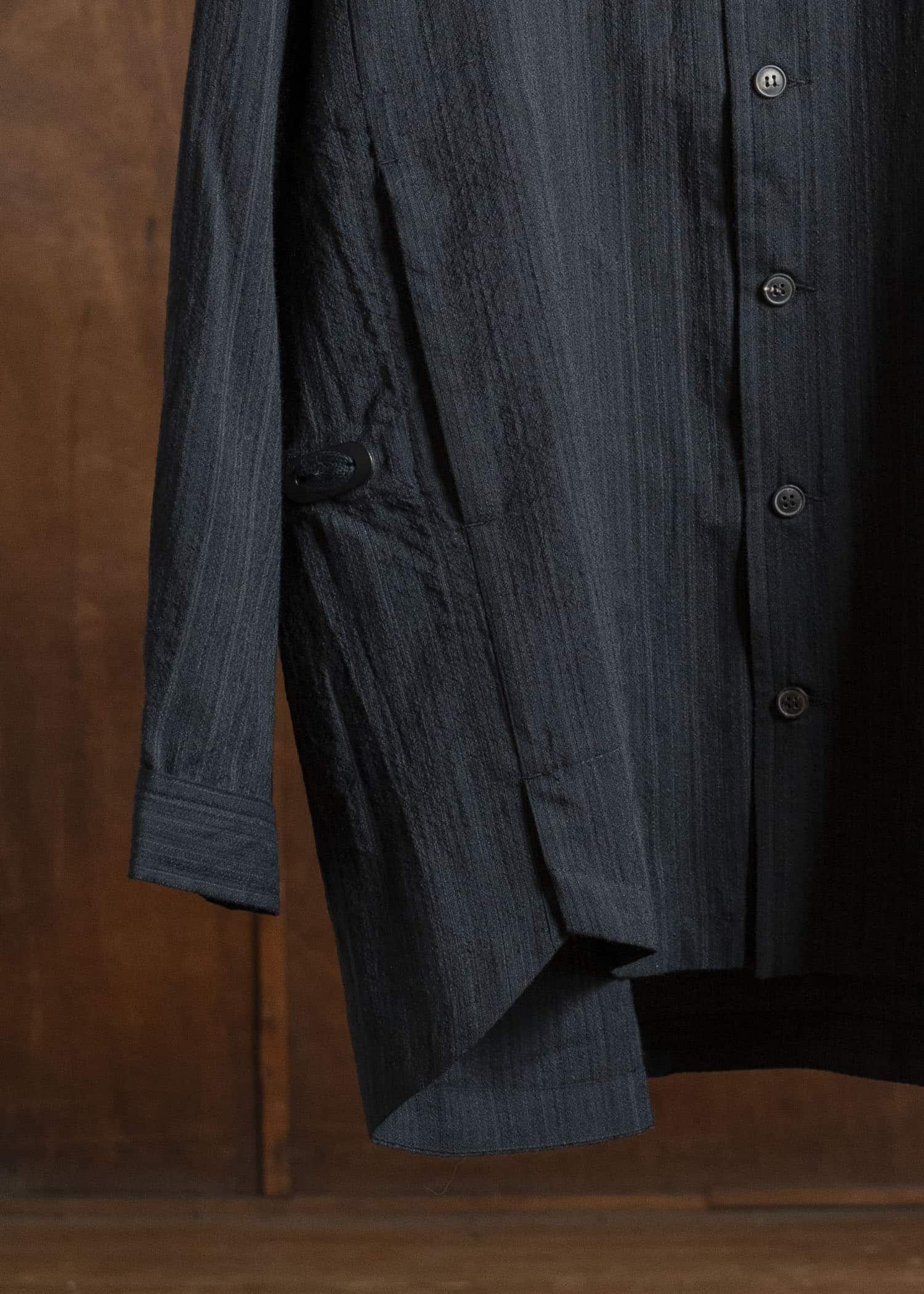 JAN-JAN VAN ESSCHE SHIRT#110 SHIRT JACKET WITH HIGH Medium Seersucker Dark Stripe