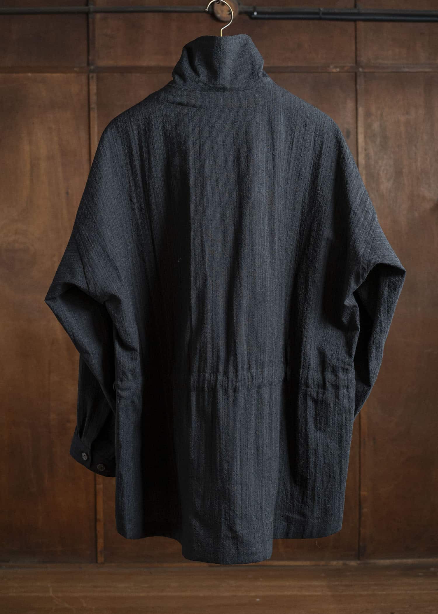 JAN-JAN VAN ESSCHE SHIRT#110 SHIRT JACKET WITH HIGH Medium Seersucker Dark Stripe