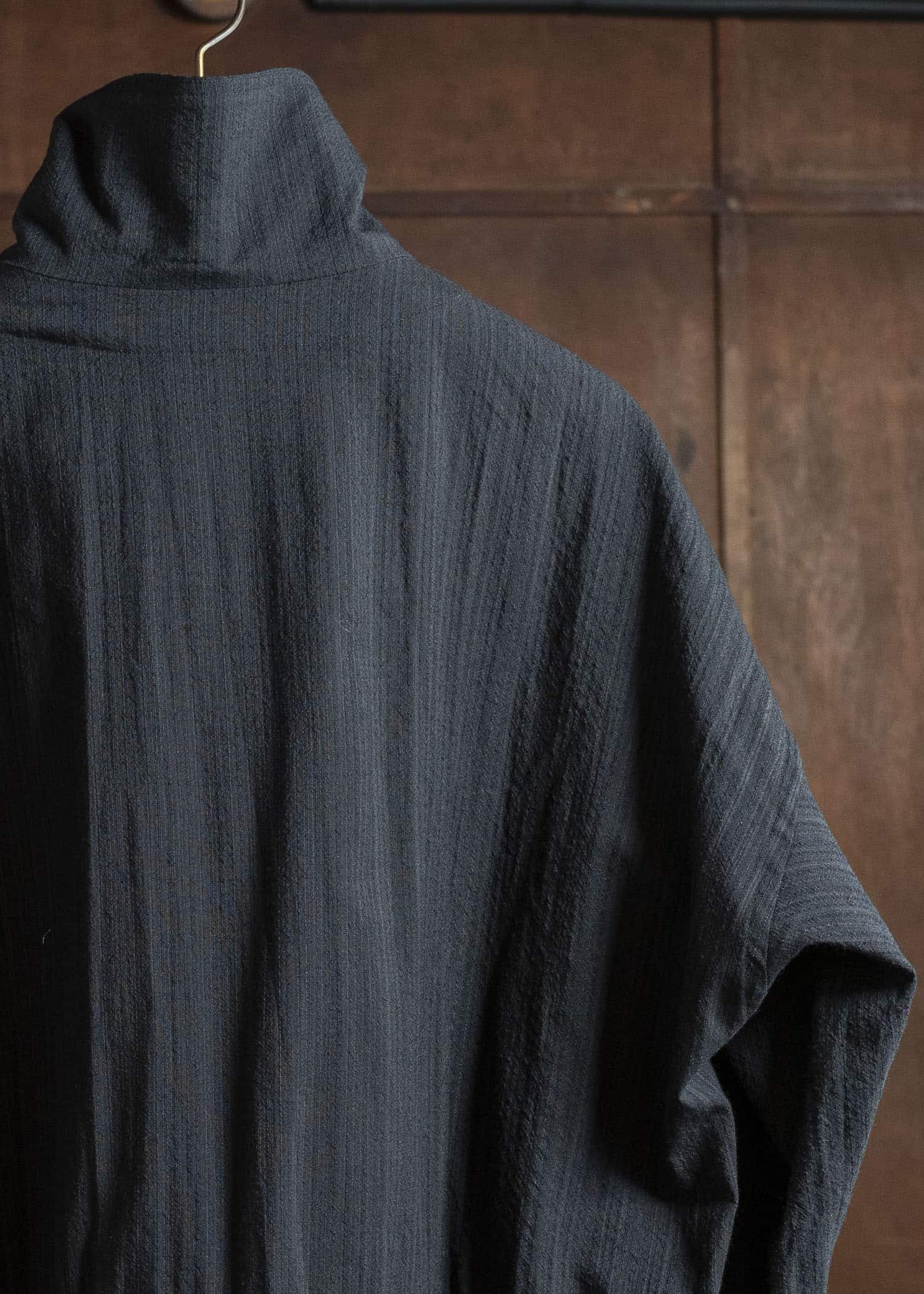 JAN-JAN VAN ESSCHE SHIRT#110 SHIRT JACKET WITH HIGH Medium Seersucker Dark Stripe