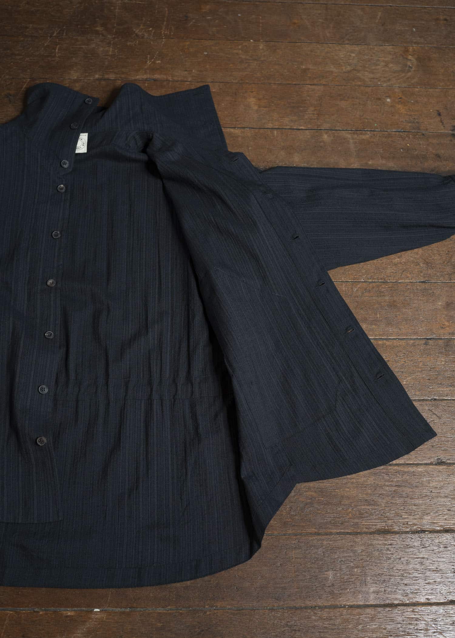 JAN-JAN VAN ESSCHE SHIRT#110 SHIRT JACKET WITH HIGH Medium Seersucker Dark Stripe