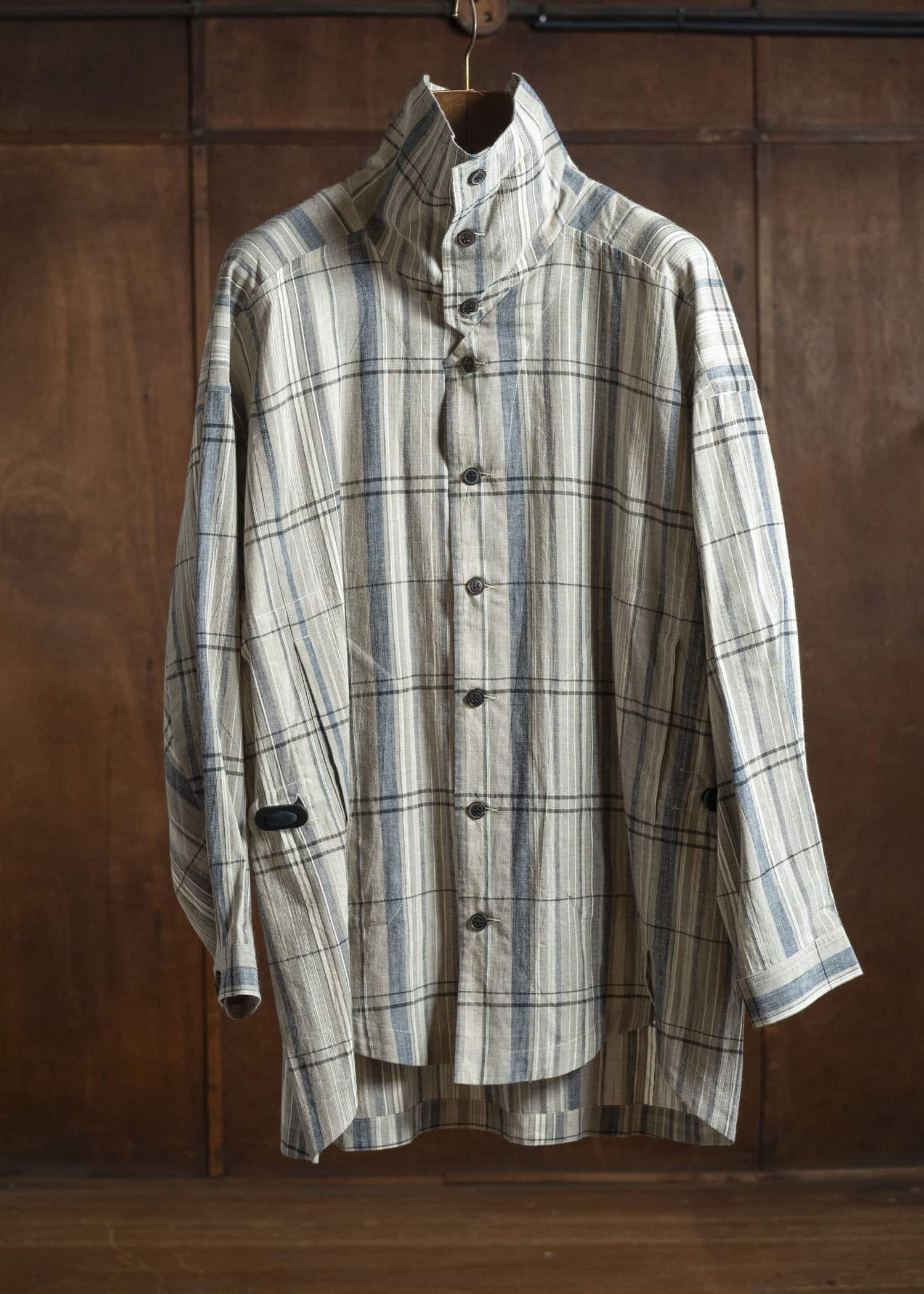 JAN-JAN VAN ESSCHE SHIRT#110 SHIRT JACKET WITH HIGH Madras Plaid Plaster