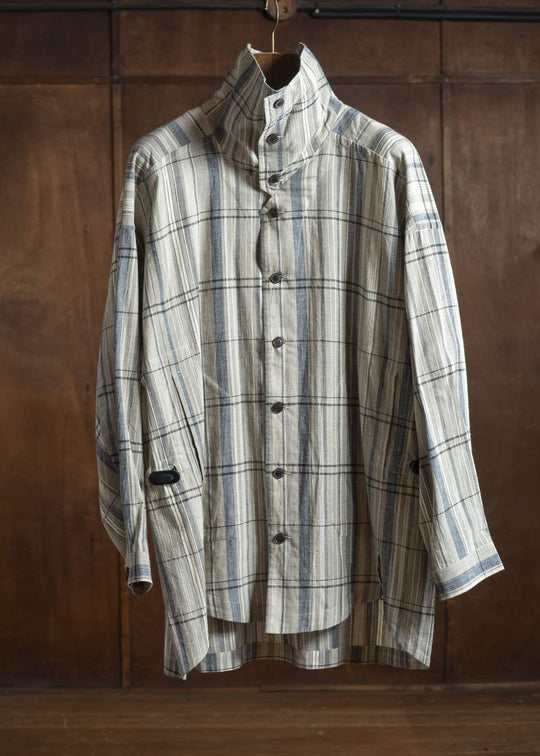 JAN-JAN VAN ESSCHE SHIRT#110 SHIRT JACKET WITH HIGH Madras Plaid Plaster