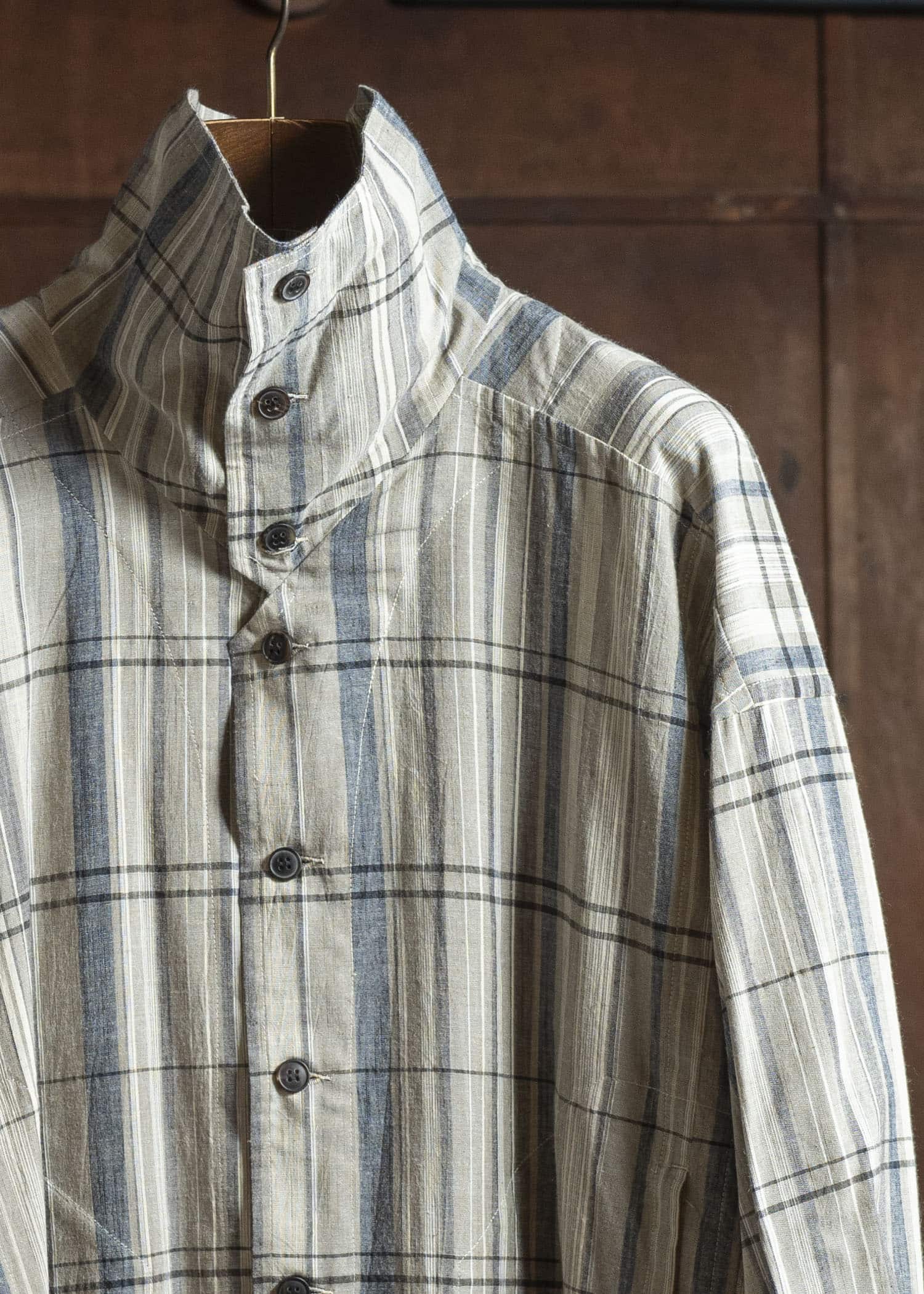 JAN-JAN VAN ESSCHE SHIRT#110 SHIRT JACKET WITH HIGH Madras Plaid Plaster