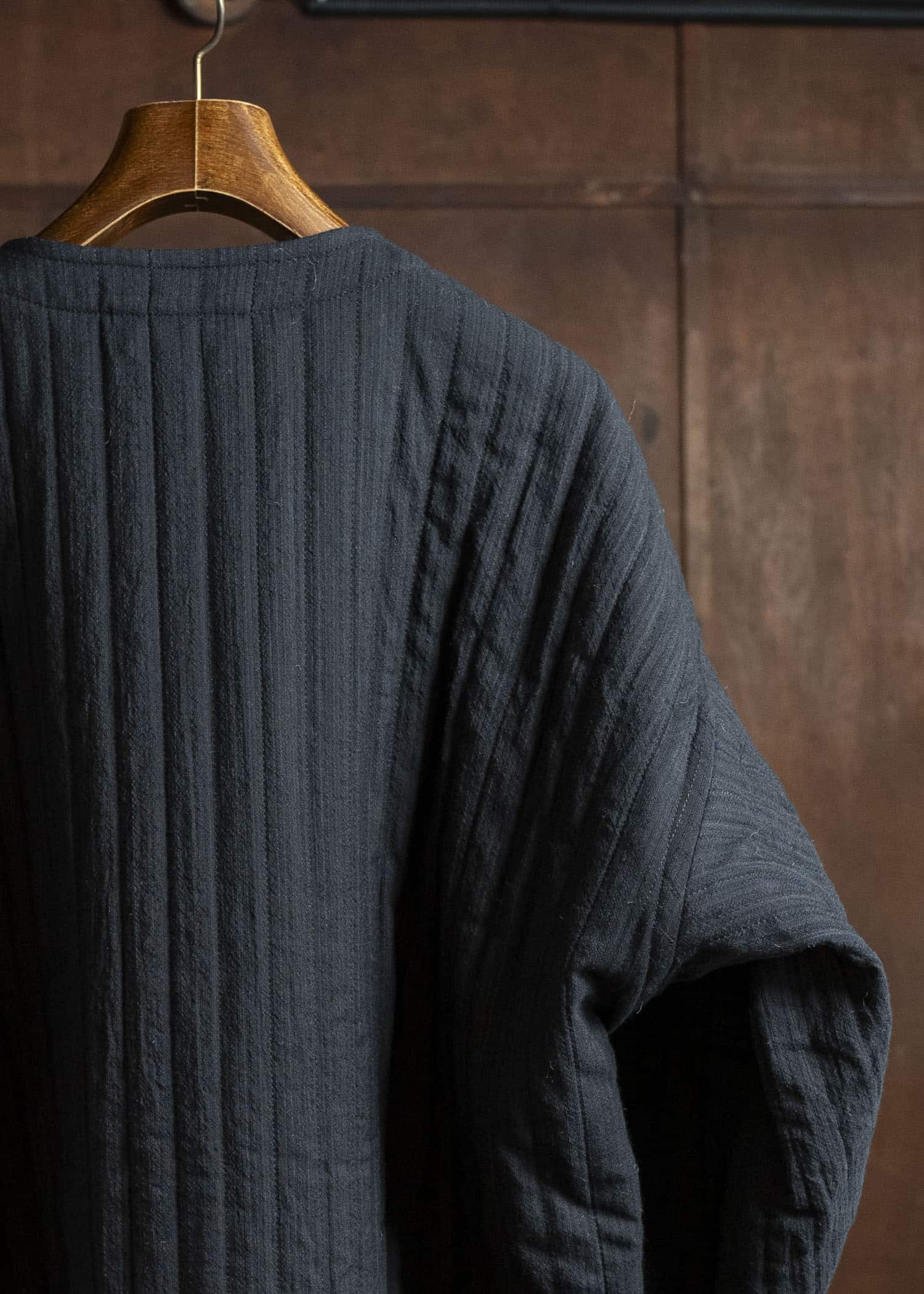 JAN-JAN VAN ESSCHE JACKET #62 COLLARLESS PADDED JACKET Medium Seersucker Dark Stripe