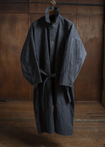 JAN-JAN VAN ESSCHE COAT#34 LONG COAT Time Washed Canvas Black