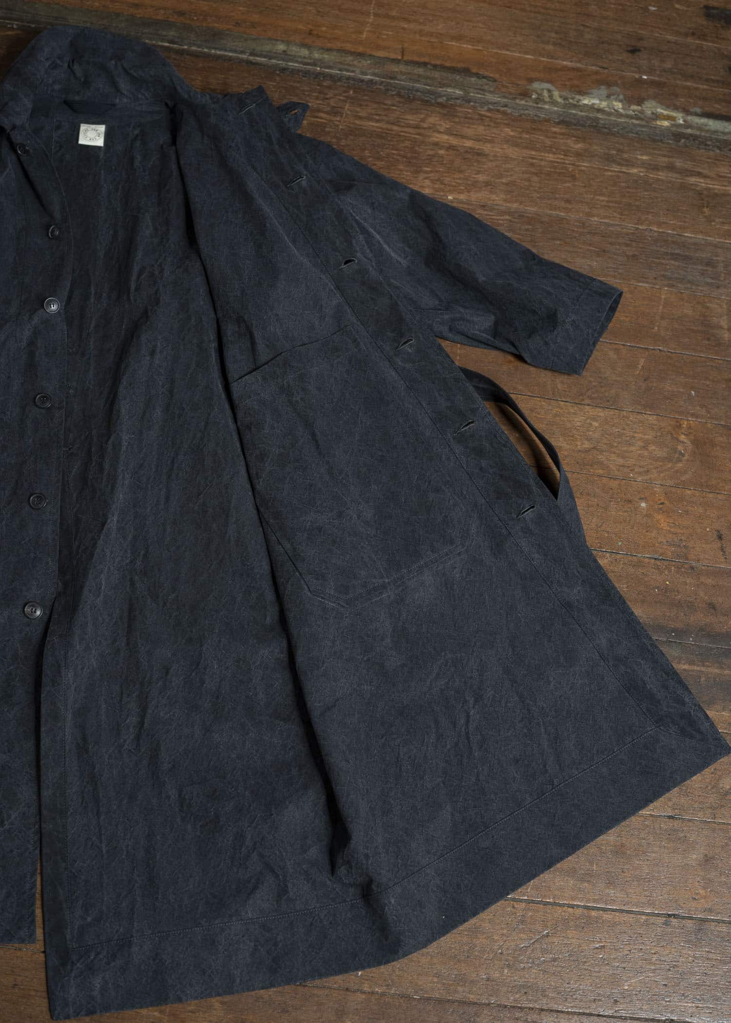 JAN-JAN VAN ESSCHE COAT#34 LONG COAT Time Washed Canvas Black