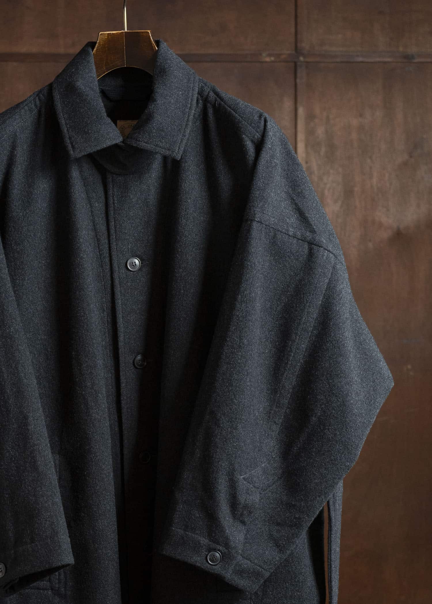 JAN-JAN VAN ESSCHE COAT#34 LONG COAT Soft Brushed Twill Anthracite