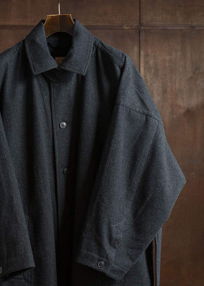 JAN-JAN VAN ESSCHE COAT#34 LONG COAT Soft Brushed Twill Anthracite