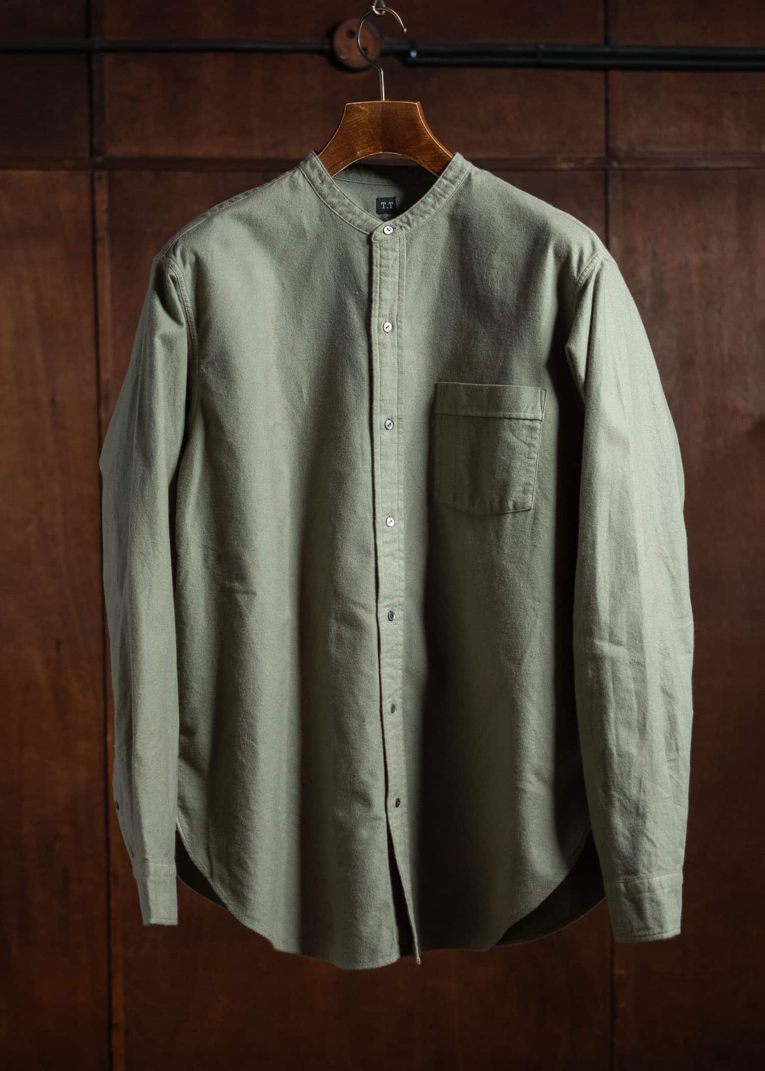 Taiga Takahashi Band Collar Shirt Sage Green Lot.104