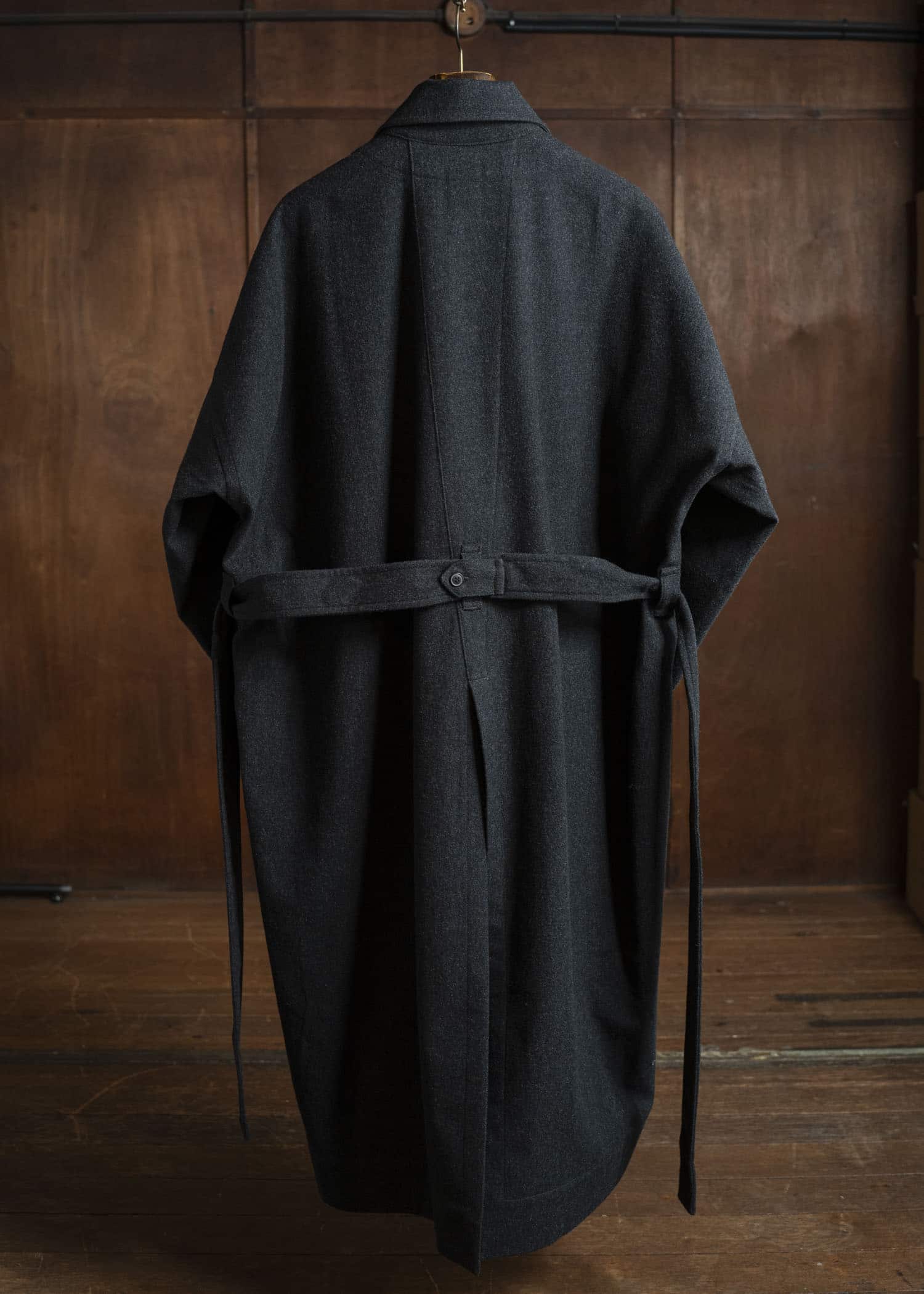 JAN-JAN VAN ESSCHE COAT#34 LONG COAT Soft Brushed Twill Anthracite